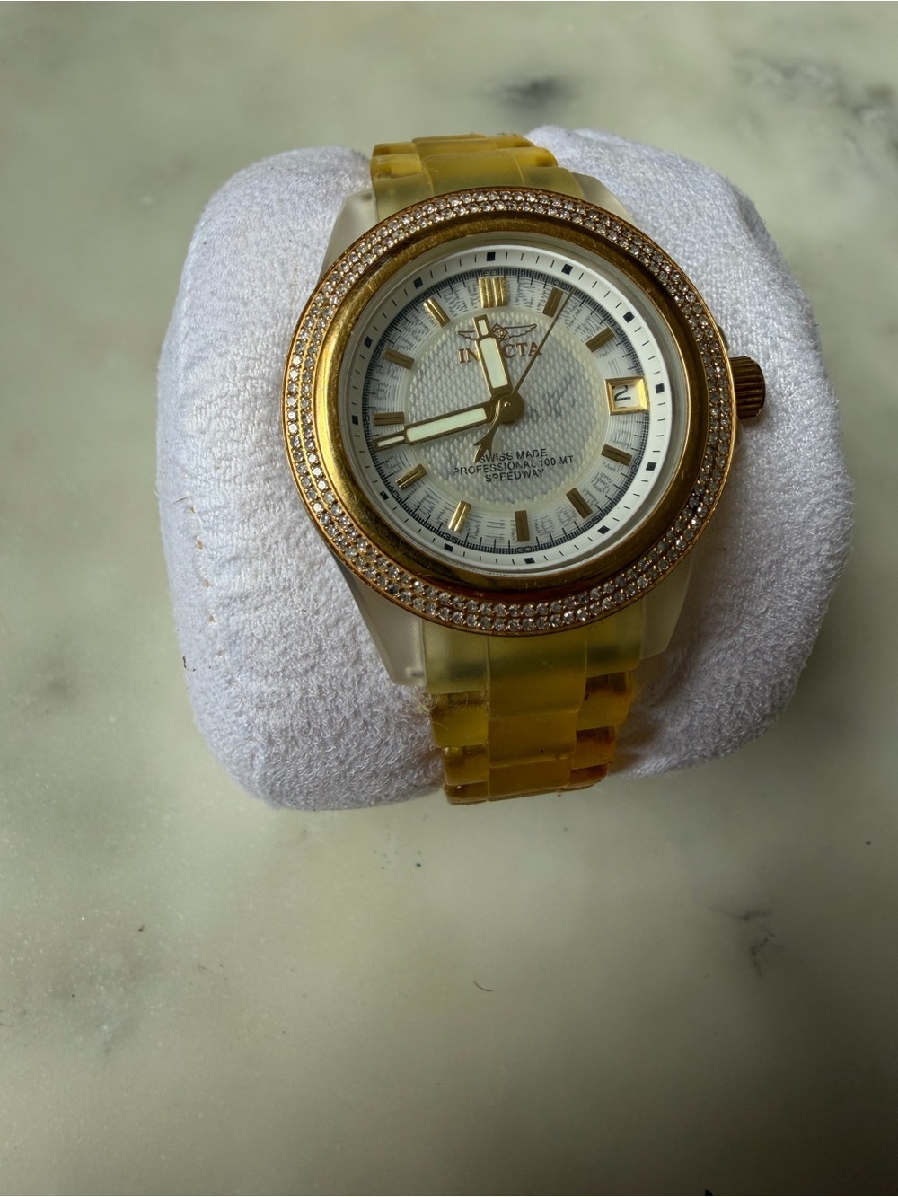 Invicta Diamond Bezel Yellow Resin sport watch